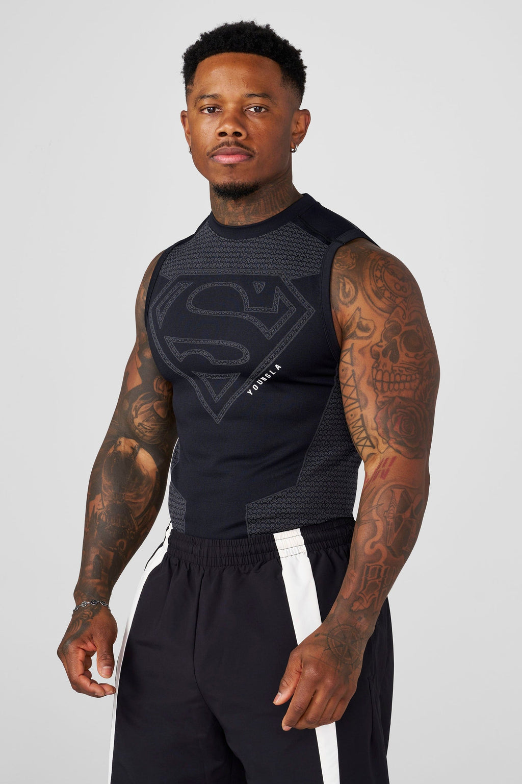 Playera de compresión sin mangas YOUNGLA x SUPERMAN