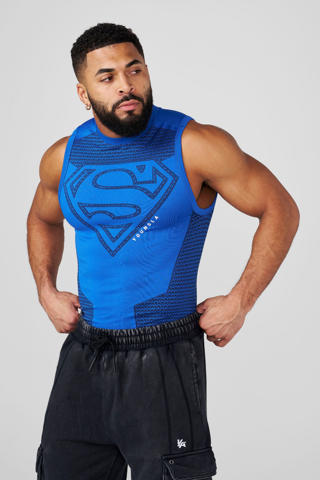 Playera de compresión sin mangas YOUNGLA x SUPERMAN